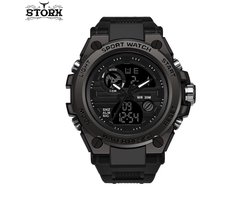 Horloge - Stoer - Mannen - Waterdicht - Sportief - Rubberen band - Mat Zwart - Trendy - Military watch - Cadeau Tip