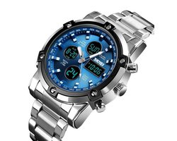 Horloges voor mannen - Blauw met Roestvrijstaal Design - Heren Horloge - Waterdicht -black friday