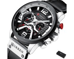 Horloges voor Mannen Heren Horloge Curren Herenhorloge Watch - Jongens Horloges - Incl. Horlogebox Geschenkdoos - Zwart Zilver