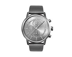 Hugo Boss Architectural 1513570 Horloge - Leer - Grijs - Ø 44 mm