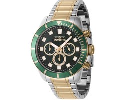 Invicta Pro Diver 46048 Heren Horloge - Waterdicht - Analoog - Quartz Uurwerk - Roestvrij Staal met groene Wijzerplaat -45mm