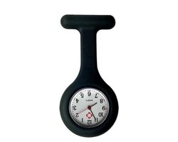 Jouw medische shop - nurse watch - verpleegsterhorloge - zusterhorloge -montre - medécin - étudiant -siliconen - black - zwart - infirmière montre broche - montre pour blouse noir - l'hopital