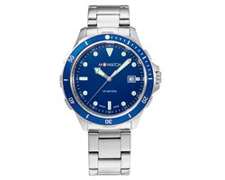 M+Watch by Mondaine - Aqua Steel Blue WBX.45240.SJ - Swiss Made Herenhorloge - 100 Meter Waterdicht - 42mm