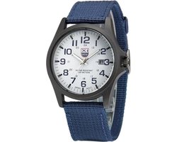 New Military Horloge Blauw / Wit| Nylon | Ø 40 mm