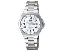 Q&Q A164J204Y - Horloge - Polshorloges - Analoog - Unisex - stalen band - Rond - Staal - Cijfers - Datumaanduiding - Zilverkleurig