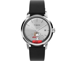 Timex Marlin Automatic x Peanuts Snoopy Flying Ace TW2W49600 Horloge - Leer - Zwart - Ø 40 mm