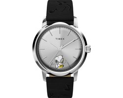 Timex x Peanuts Marlin Saxophonist TW2W68800 Horloge - Leer - Zwart - Ø 40 mm