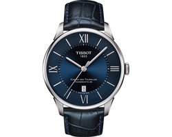 Tissot Chemin Des Tourelles Powermatic 80 T0994071604800 Horloge - Leer - Blauw - Ø 42 mm