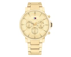 Tommy Hilfiger TH1710611 TYSON Heren Horloge - Mineraalglas - Staal - Goudkleurig - 43 mm breed - Quartz - Vouw/Vlindersluiting - 5 ATM (douchen)