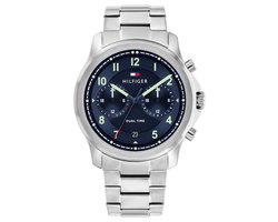 Tommy Hilfiger TH1710626 WESLEY Heren Horloge - Mineraalglas - Staal - Zilverkleurig - 42 mm breed - Quartz - Vouw/Vlindersluiting - 5 ATM (douchen)