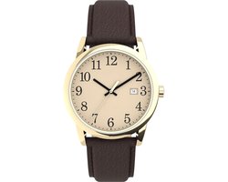 Tyme Cambridge Heren Horloge - 38mm Crème/Bruin- Horloges voor Mannen - Polshorloge - met Cadeauverpakking