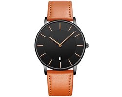 Tyme Heren Horloge - 39.5mm - Zwart/Bruin - Horloges voor Mannen - met Cadeauverpakking