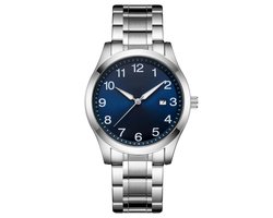 Tyme Zurich Heren Horloge - 40mm Blauw/Zilverkleurig- Horloges voor Mannen - Polshorloge - met Cadeauverpakking