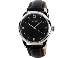 West Watches Model Amsterdam basic heren horloge - analoog - lederen band - 38 mm - zwart