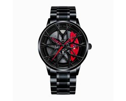 WielWatch - Horloge M - Sportauto - Horloges met stalen band- BMW Horloge - Velg Horloge - Cadeau mannen - Autovelg - Draaiend - Autoliefhebber - horloge jongens