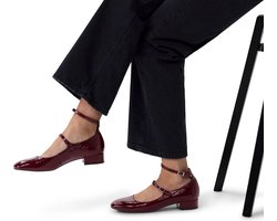 Manfield - Dames - Bordeaux rode lak leren Mary Jane pumps - Maat 38