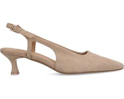 Manfield - Dames - PRE ORDER - Beige suède slingback pumps - Maat 36