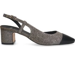 Manfield - Dames - Zilveren glitter slingbacks - Maat 36