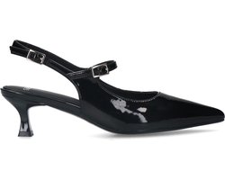 Manfield - Dames - Zwarte lak slingbacks - Maat 36