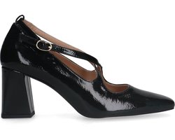 Manfield - Dames - Zwarte lakleren pumps met gespsluiting - Maat 36