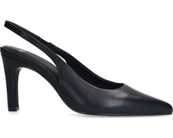 Manfield - Dames - Zwarte leren slingbacks - Maat 37