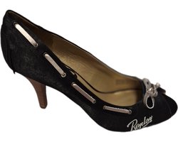 PRACHTIGE REPLAY PUMP IN SOFT LEDER- WOODENLOOK HAK VAN CIRCA 6CM