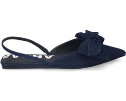 Sacha - Dames - Donkerblauwe denim slingbacks met strik - Maat 36