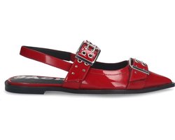 Sacha - Dames - Rode leren buckle slingbacks - Maat 38