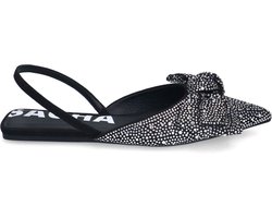 Sacha - Dames - Zwarte strass slingbacks met strik - Maat 37