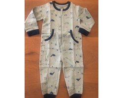 Baby jongens onesie, 1-delig pakje met ritssluiting, kangaroo zak - Maat 80