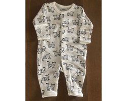 Baby new born pyjama, biologisch katoen, unisex, maat 62/68, ecru "leopard"