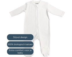 BonBini´s baby boxpakje - playsuit - White & Wonderfull - maat 68- 100% organisch katoen - premium kwaliteit