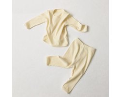 BonBini's pure Katoenen pyjama set  Warm White - jongen meisje - 6 tot 9 maanden - 95% katoen 5% spandex