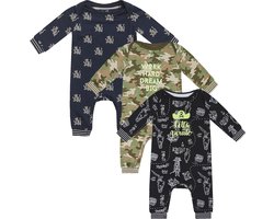 Charlie Choe - 3pack - Boxpakjes - slaappakjes - Navy met draken - Camo Bruin Groen - Zwart Piraat - Maat 50