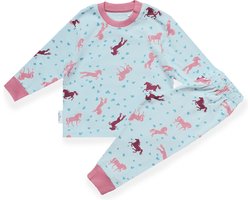 Frogs and Dogs - Horse Aqua AOP F&D Pyjama | Aqua meisjes jongens - Katoen - Maat 122/128