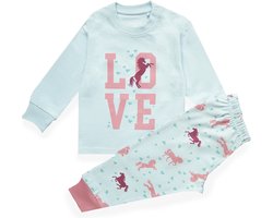 Frogs and Dogs - Horse F&D Pyjama | Aqua meisjes jongens - Katoen - Maat 110/116