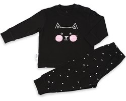 Frogs and Dogs - Kitty F&D Pyjama | Zwart meisjes jongens - Katoen - Maat Zwart