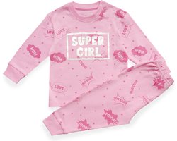 Frogs and Dogs - Super Girl F&D Pyjama | Roze meisjes jongens - Katoen - Maat 122/128