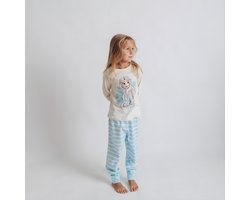 Frozen Elsa Pyjama - Maat 134 - Créme/Blauw - Katoen