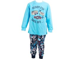 Fun2Wear vliegtuig kinderpyjama  aqua maat 92