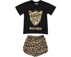 Fun2Wear - Wild Child Shortama Tiener | Zwart - Katoen - Maat Zwart