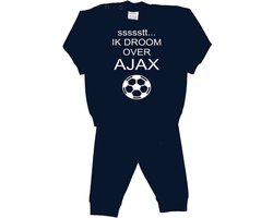 La Petite Couronne Pyjama 2-Delig "ssssstt IK DROOM OVER AJAX" Unisex Katoen Zwart/wit Maat 80/86