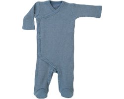 Lodger - Overslag boxpakje - newborn - maat 50 - blauw - stretch katoen