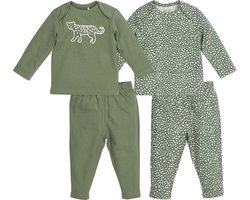 Meyco Baby Cheetah baby pyjama - 2-pack - forest green - 50/56