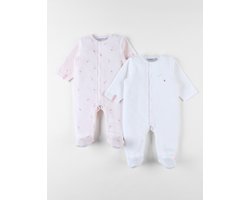 Noukie's - 2 Pack - Pyjama's - Meisjes - Fluweel - ecru , roze - 1 maand 56