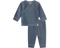 Prénatal baby pyjama rib velvet - Jongens - Steel Blue - Maat 56