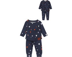 Ride to the moon | bijpassende pyjama voor pop of knuffel | maat 74 - 80 | harten print | blauw | Matching pyjama | Twinning | biologisch katoen