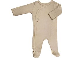 Soft Touch - Baby Rib Slaappakje met wantjes - Boxpak - Pyjama - Maat 0-3 mnd - 62 - Beige