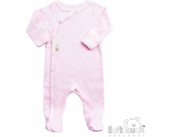 Soft Touch - Baby Rib Slaappakje met wantjes - Boxpak - Pyjama - Maat 0-3 mnd - 62 - Roze