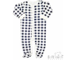 Soft Touch - Baby - Slaappakje - Pyjama - Geruit Boxpak - 100% katoen - Navy - Maat 0-3 mnd - 62